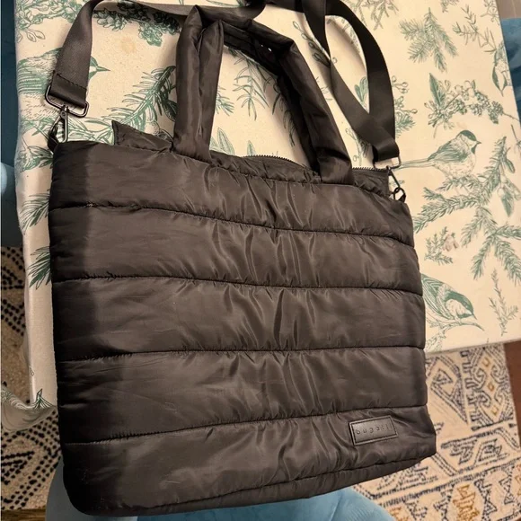 BUGATTI Black Quilted Tote Bag